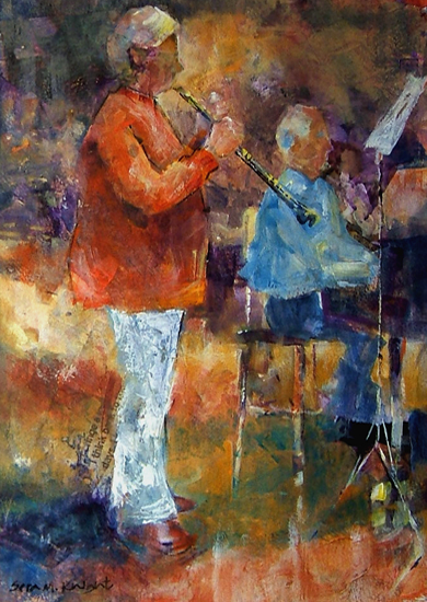 Woking Art Gallery - Music Collection - The Clarinet Player - Painting by Horsell Woking Surrey Artist Sera Knight