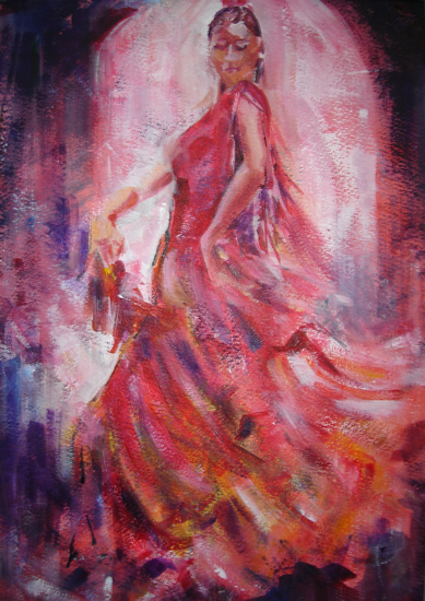 Flamenco Dancer With Fan - Spanish Dance Gallery of Art
