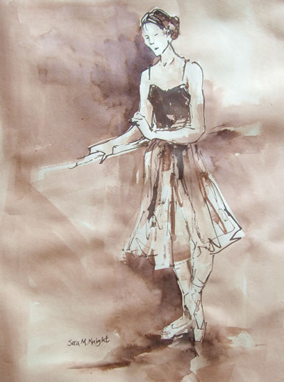 Ballerina at the Barre - Gallery of Dancing Paintings by Woking Surrey Artist Sera Knight