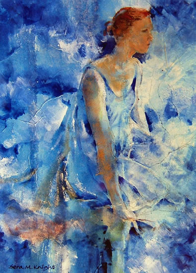 Dancer In Blue - gallery of Dance Paintings by Horsell Woking Surrey Artist Sera Knight