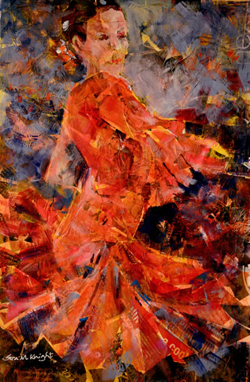 Flamenco In Orange - Painting in Dance Art Gallery