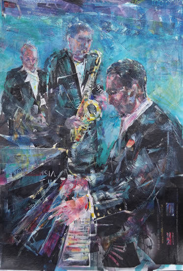 Jazz Music - Painting of Saxophone & Piano Duo - Music Art Gallery of Woking near London Artist