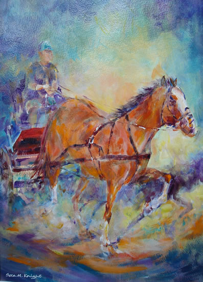 Horse & Carriage Racing - Horse Collection of Paintings by Woking Surrey Artist Sera Knight