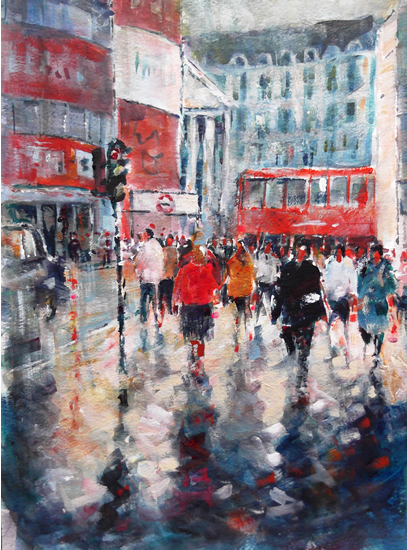 London Commuters - Underground Train & Bus - City Art Gallery