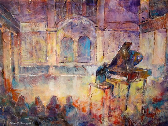 Piano Concert / Recital - Orchestra & Music Collection - Piano Player (Grand Piano) Painting by Horsell Woking Surrey Artist Sera Knight