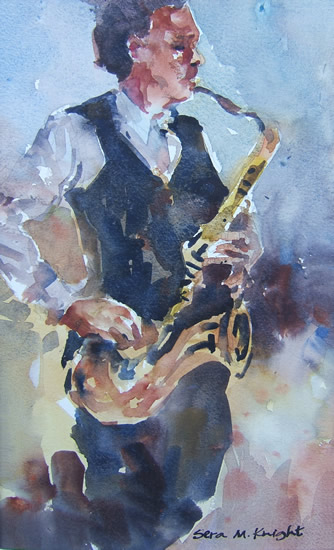 Sax Player at Jazz Club - Music Art Gallery of Surrey Artist Sera Knight