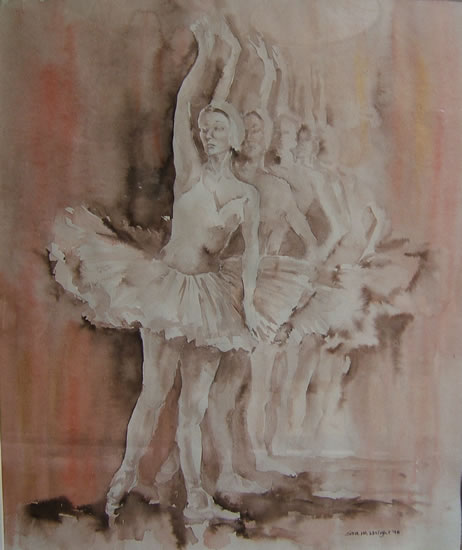 Swan Lake - (Tchaikovsky) Ballet Dancers - Ballet & Dance Gallery of Art - Paintings by Surrey Artist Sera Knight - Horsell, Woking Surrey England