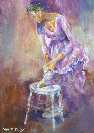 Art by Sera Knight - Surrey Artist - Ballet Dancer - Tying The Shoelaces