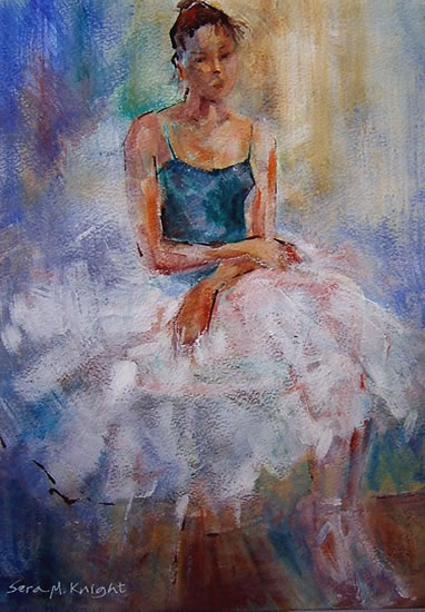 Ballerina resting - Gallery of Dance Paintings by Woking Surrey Artist Sera Knight