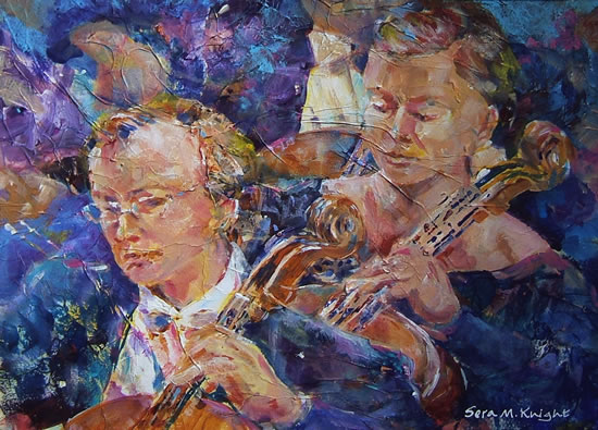 Orchestra String Section - Gallery of Dance Paintings by Woking Surrey Artist Sera Knight