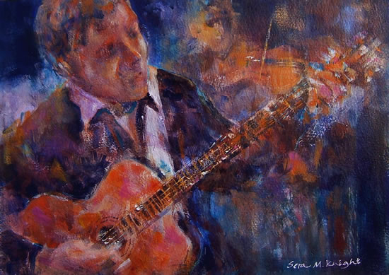 Woking Art Gallery - Classical Guitar - Painting by Horsell Woking Surrey Artist Sera Knight