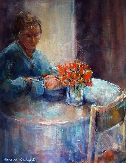 Woking Art Gallery - Morning Coffee - Painting by Horsell Woking Surrey Artist Sera Knight