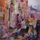Woking Art Gallery - Street Scenes Collection - Turkish Street - Painting by Horsell Woking Surrey Artist Sera Knight