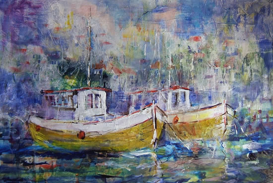 Fishing Boats - Boats Gallery of Paintings by Horsell Woking Surrrey Artist Sera Knight