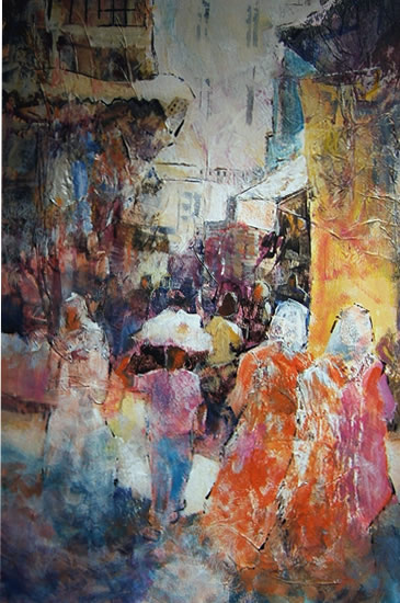 Woking Art Gallery - Turkish Street Scene - Painting by Horsell Woking Surrey Artist Sera Knight