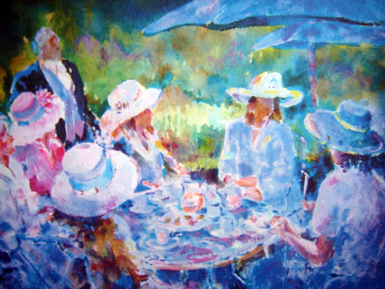 Art by Sera Knight - Surrey Artist - Ascot, Ladies in Hats, Tea Party