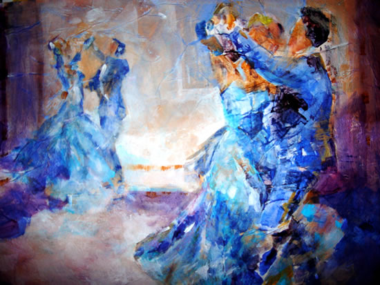 Swirling Ballroom Dancers - Dance Gallery of Art - Paintings by Sera Knight Artist - Horsell Woking Surrey England