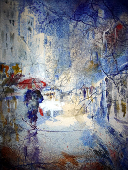 Winter Rain Scene - Art Gallery of Sera Knight, Surrey Artist