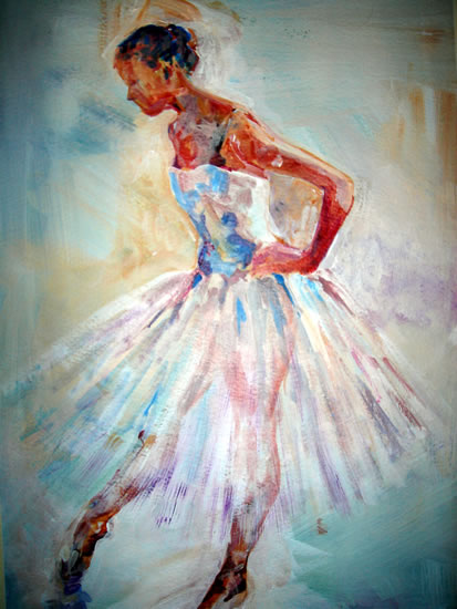 Ballerina Poised To Go - Ballet & Dance Collection of Paintings by Surrey Artist Sear Knight - Horsell Woking Surrey Engalnd UK