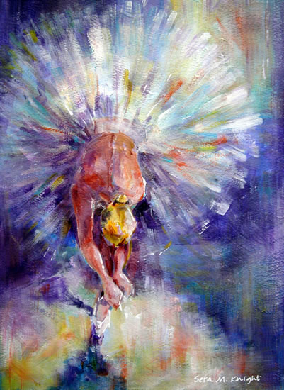 Ballet Dancer - 'Adjusting The Laces' - Dance Gallery of Paintngs by Surrey Artist Sera Knight
