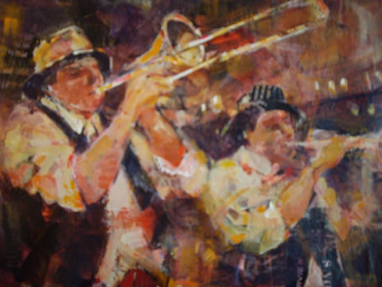 Trombones & Hats - Musicians Art Gallery - Surrey & London